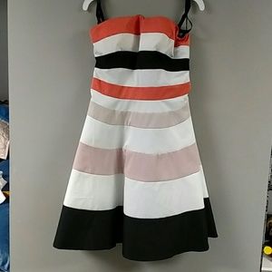 Chrlotte Ruse Striped Strapless dress w tuelle